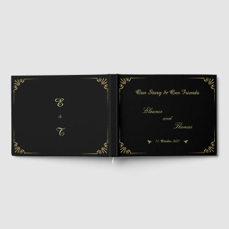 Livre d'or de mariage classique avec bordure dorée