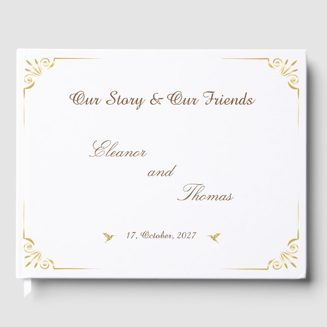 Livre d'or de mariage classique avec bordure dorée (Recto)