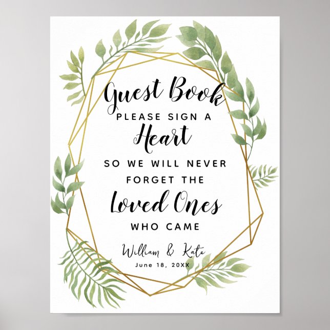 livre d'or de mariage coeur en feuilles vert crist (Devant)