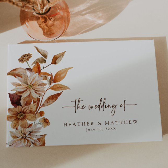 Livre d'or de mariage d'automne (Elegant Fall Floral Wedding Guest Book by Painted Paperie
)