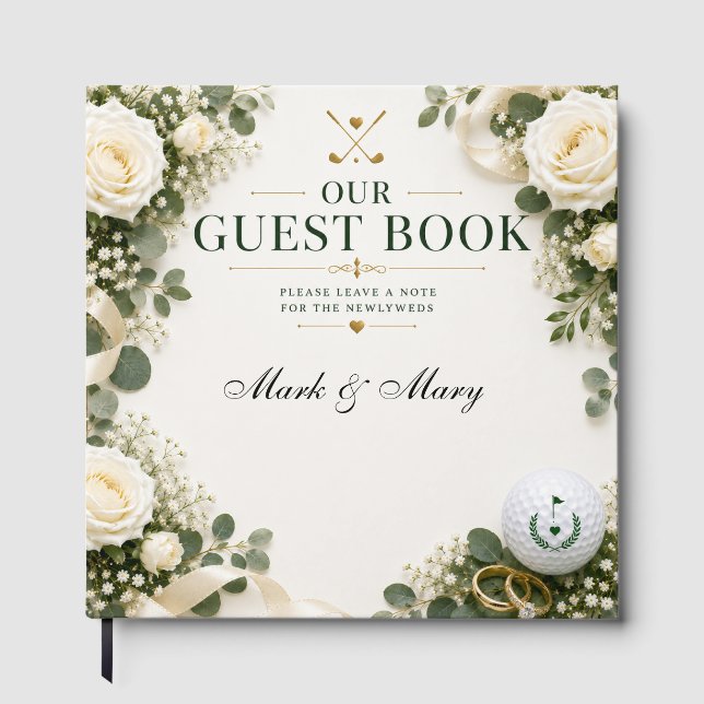 Livre d'or de mariage de golf Roses blanches (Recto)