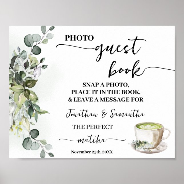 Livre d'or de mariage de mariée Greenery Matcha (Devant)