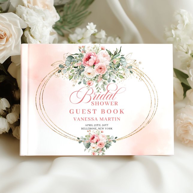 Livre d'or de mariage de roses rouges blush Boho c (Classic Boho Blush Roses Bridal Shower Guest Book

)