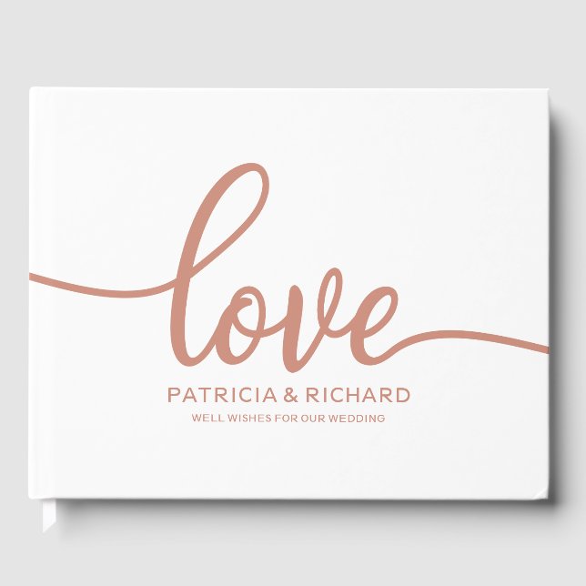 Livre d'or de mariage écriture chic rose gold (Recto)