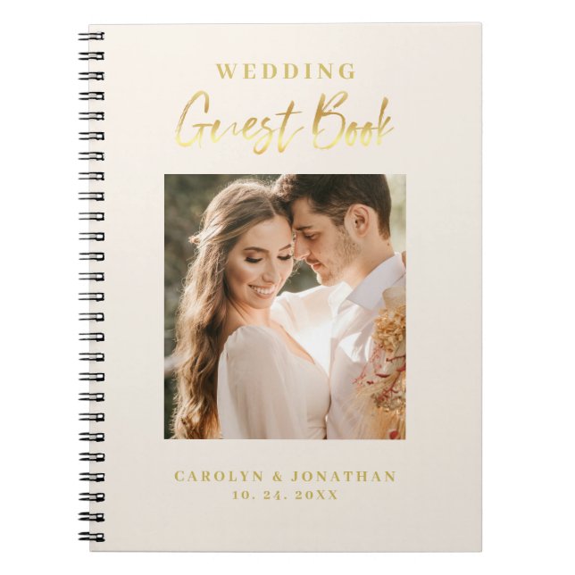 Livre d'or de mariage élégant écriture dorée sur f (Devant)