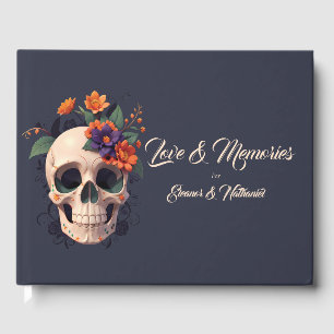 Livre d'or de mariage élégant gothique floral crân