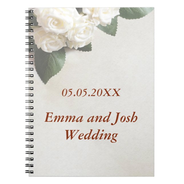 livre d'or de mariage élégant roses blanches douce (Devant)