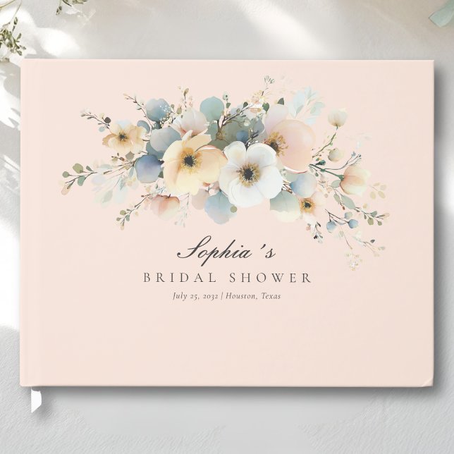 Livre d'or de mariage élégant Soft Bloom couleur p (Soft Bloom Elegant Bridal Shower Peach Guest Book)