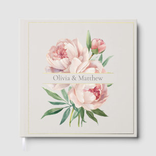 Livre d'or de mariage Élégante Pivoine avec Accent