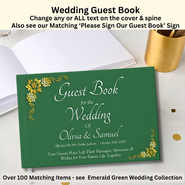 Livre d'or de mariage Émeraude Vert & Or (Créateur téléchargé)
