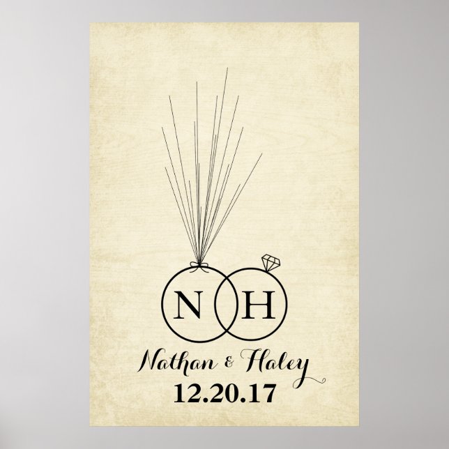 Livre d'or de mariage empreinte pouce ballon initi (Devant)