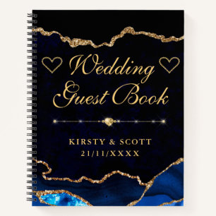 Livre d'or de mariage en agate pailletée fausse Bl