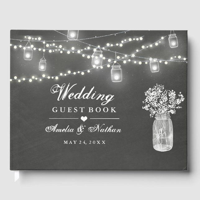 Livre d'or de mariage en pot de mason avec tableau (Recto)