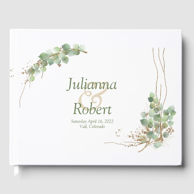Livre d'or de mariage Eucalyptus et or (Recto)