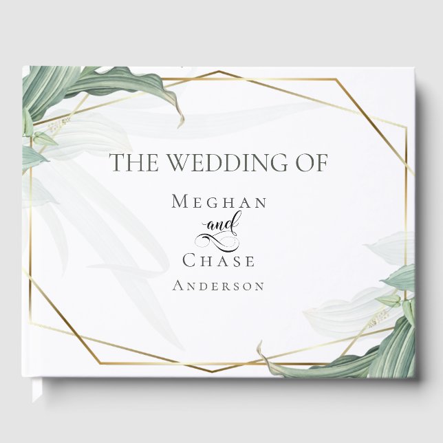 Livre d'or de mariage | Feuilles tropicales élégan (Recto)