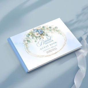 Livre d'or de mariage floral Bleu Doux Doré