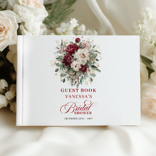 Livre d'or de mariage floral bordeaux chic pour in