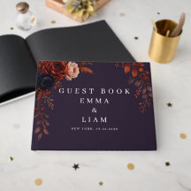 Livre d'or de mariage floral Bourgogne lunatique