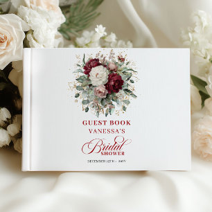 Livre d'or de mariage floral burgundy élégant