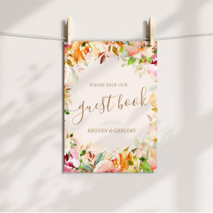 livre d'or de mariage floral de jardin à l'aquarel