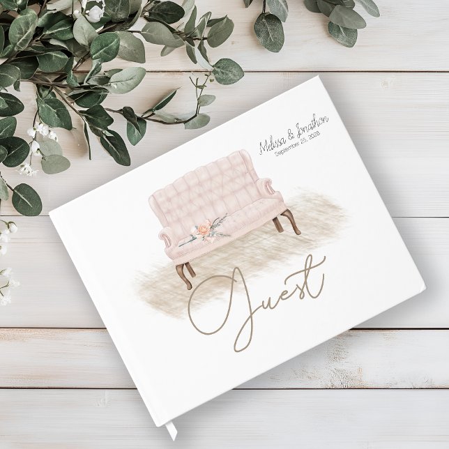 Livre d'or de mariage floral élégant boho rose mod (Créateur téléchargé)