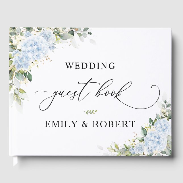 Livre d'or de mariage floral Hydrange bleue (Recto)