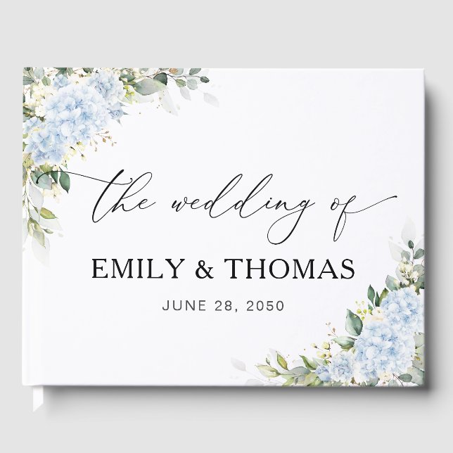 Livre d'or de mariage floral Hydrange bleue (Recto)