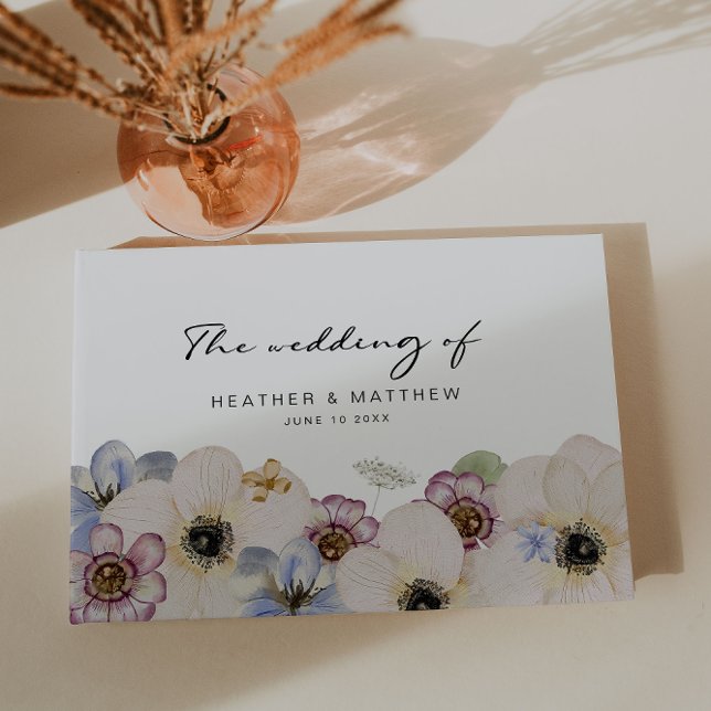 Livre d'or de mariage floral moderne (Modern Floral Watercolor  Wedding Guest Book by Painted Paperie
)