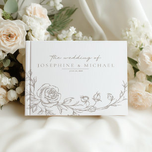 Livre d'or de mariage floral sépia élégant vintage