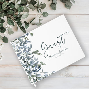 Livre d'or de mariage floral vert argenté sauge po