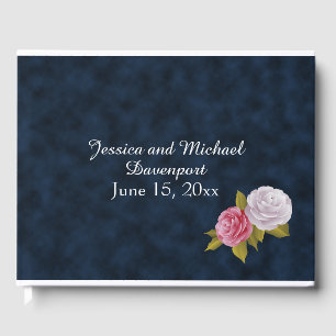 Livre d'or de mariage floral vintage bleu marine b