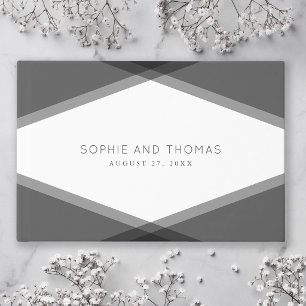 Livre d'or de mariage géométrique gris à couches