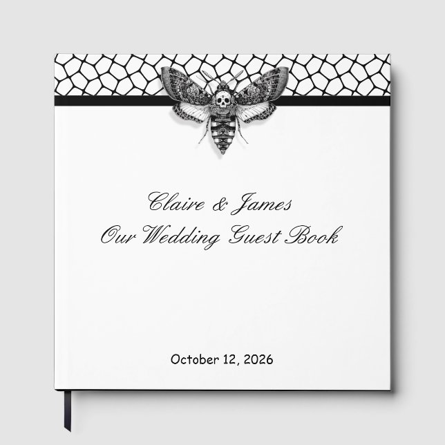 Livre d'or de mariage gothique – Papillon noir et  (Recto)