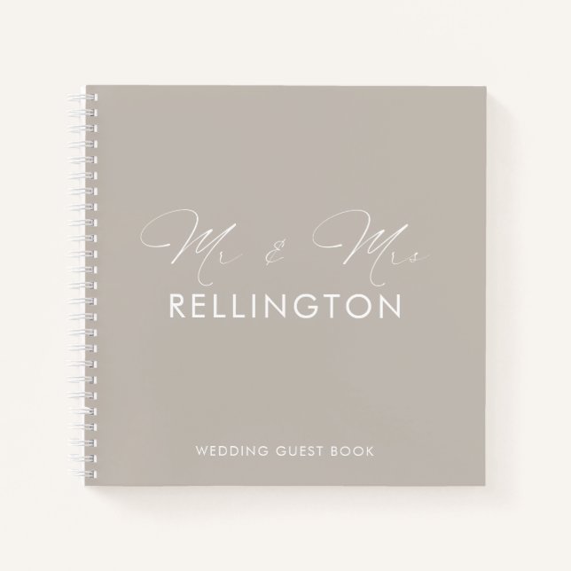 Livre d'or de mariage gris ciment minimal moderne (Devant)