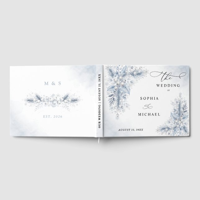 Livre d'or de mariage Hiver Baies Blanches Gelées (Complet)