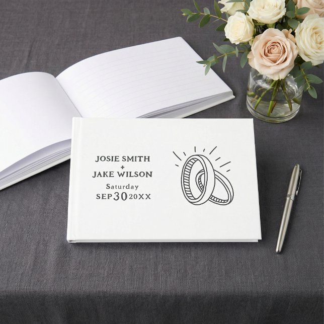 Livre d'or de mariage illustré de bagues de mariag (Fun illustrated wedding rings wedding guest book)