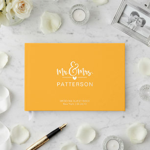 Livre d'or de mariage jaune personnalisé M. et Mme