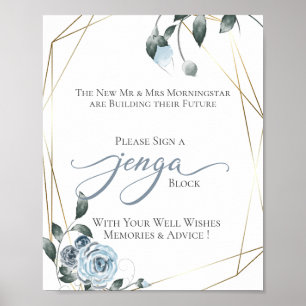 Livre d'or de mariage Jenga Bleu Poussiéreux Fleur