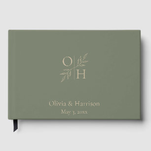 Livre d'or de mariage minimaliste Vert sauge