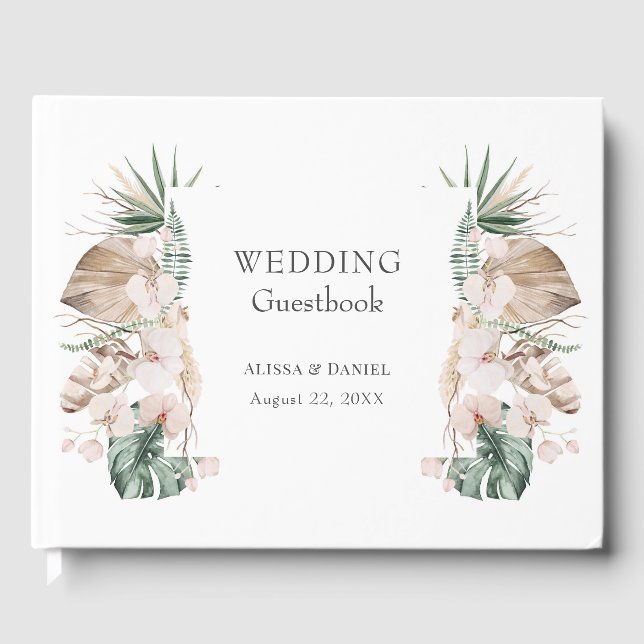 Livre d'or de mariage Monstera Orchidée Tropicale (Recto)