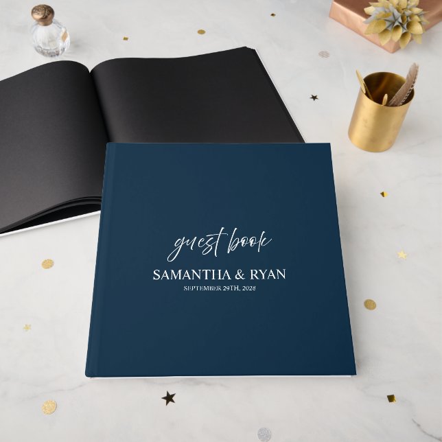 Livre d'or de mariage Navy (Recto ouvert)