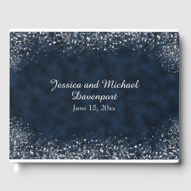 Livre d'or de mariage Navy Blue White Stardust (Recto)