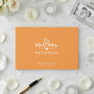 Livre d'or de mariage orange personnalisé M. et Mm