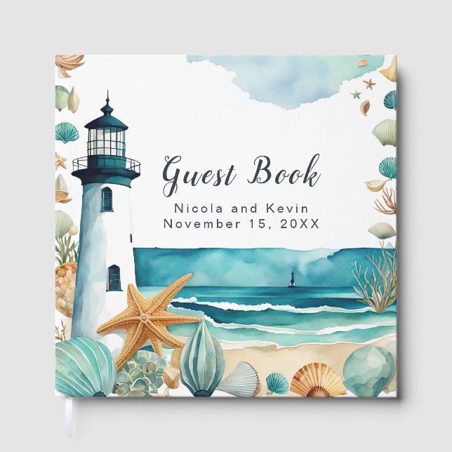 Livre d'or de mariage phare nautique (Recto)