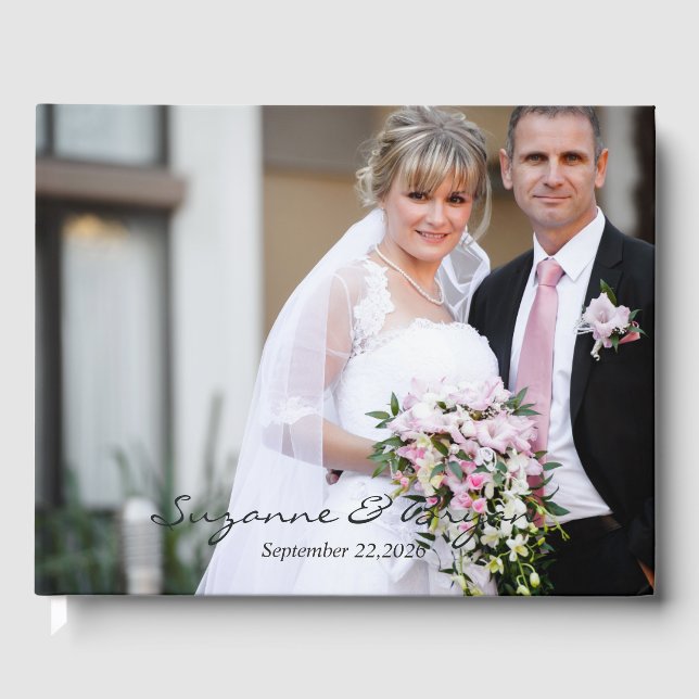 Livre d'or de mariage photo à monogramme simple mo (Recto)