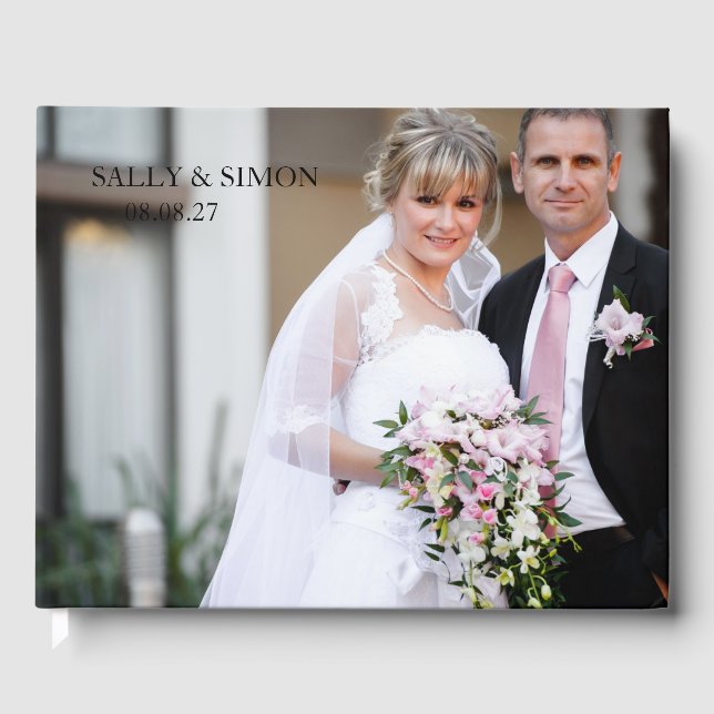 Livre d'or de mariage photo à monogramme simple mo (Recto)