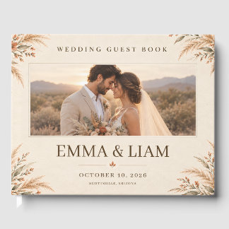 Livre d'or de mariage photo boho désert en terre c