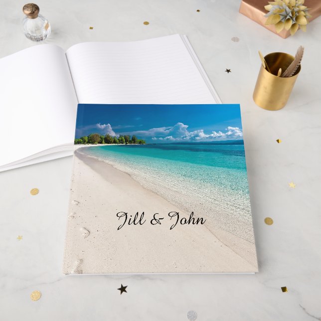 Livre d'or de mariage Plage Cadeau personnalisé (Recto ouvert)