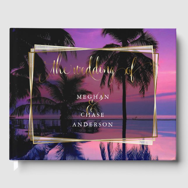 Livre d'or de mariage | Plage nocturne tropicale e (Recto)