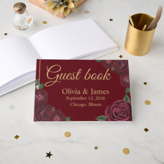 Livre d'or de mariage Romance Sombre Rose Rouge de